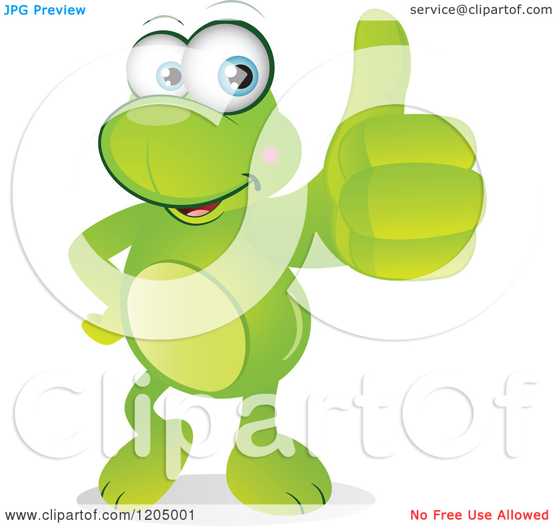 Frog Holding A Thumb Up   Royalty Free Vector Clipart By Cartoon