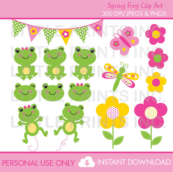 Girl Frog Butterfly Dragonfly Clipart Frog Garden Clip Art Personal