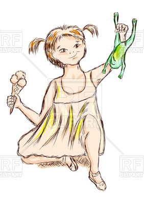 Girl With Frog And Ice Cream 75412 People Download Royalty Free