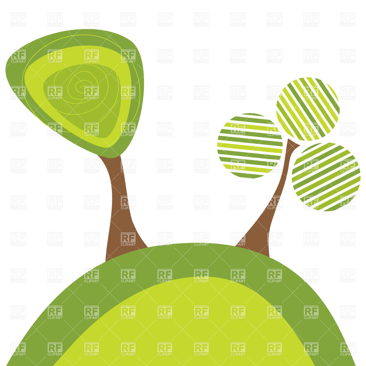 Green Tree On Hill Download Royalty Free Vector Clipart  Eps