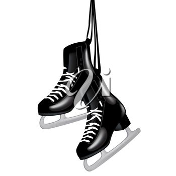 Iclipart   Clipart Image Of A Pair Of Black Ice Skates Hanging