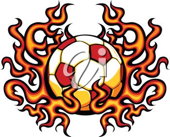 Iclipart   Royalty Free Clipart Image Of A Flaming Soccer Ball