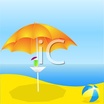 Iclipart   Royalty Free Clipart Image Of A Parasol On A Beach