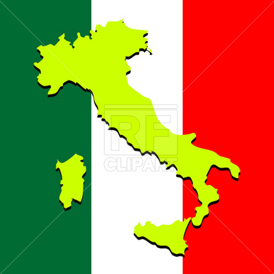 Italy Map Over National Colors Download Royalty Free Vector Clipart    