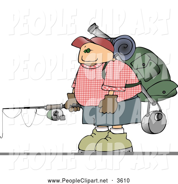 Male Hiker Carrying Camping Gear And A Fishing Pole By Djart  3610