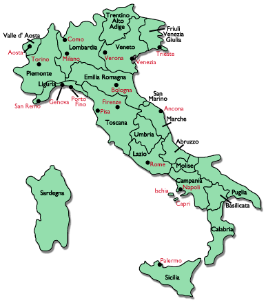 Map Of Italy Or Italian Map Showing Regions    Clipart Provided By Www    
