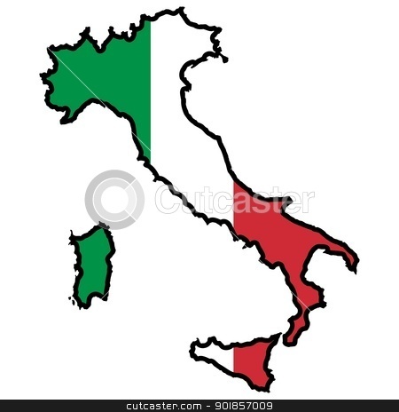 Map With Flag Of Italy Stock Vector Clipart An Illustration Of Map