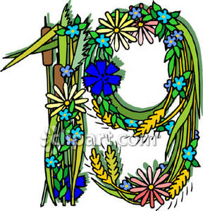 Number 19 Made Of Flowers   Royalty Free Clipart Picture