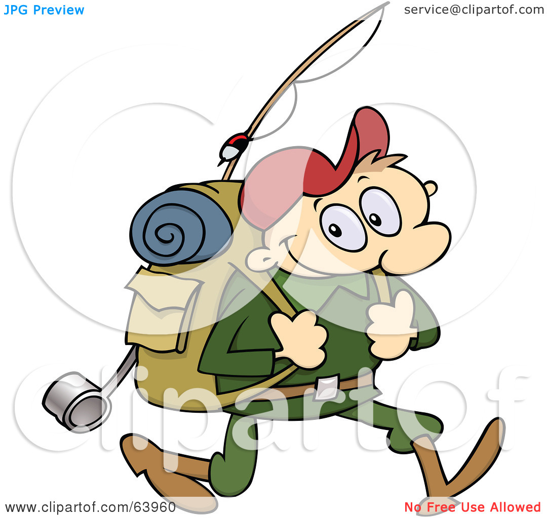Royalty Free  Rf  Clipart Illustration Of A Happy Male Hiker Carrying
