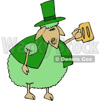 Sheep Drinking Beer On St Patrick S Day Clipart   Dennis Cox  4575