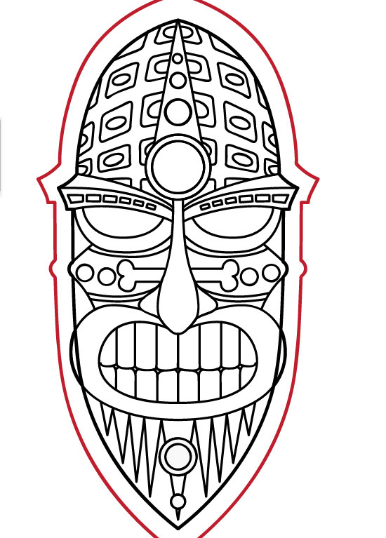 Tiki Masks Colouring Pages