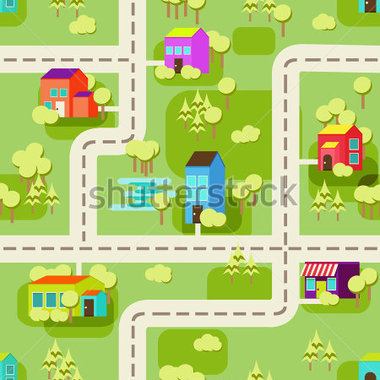     Town Concept Background  Flat Seamless Pattern With Colorful Houses