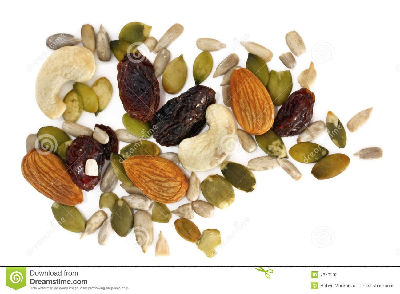 Trail Mix   Dried Fruit And Nuts Isolated On White