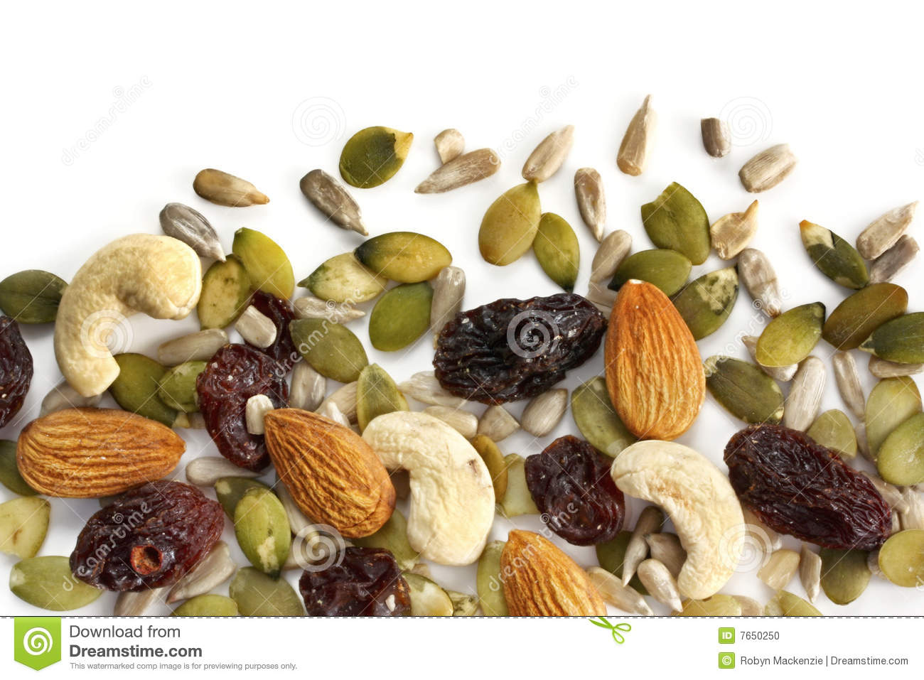 Trail Mix Of Dried Fruit And Nuts Isolated On White