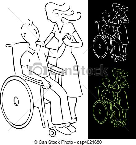 Vector   Wheelchair Invalide Man   Stock Illustratie Royalty Vrije