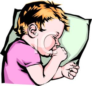 Baby Sucking Thumb While Sleeping   Royalty Free Clipart Picture