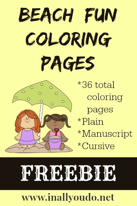 Beach Fun Coloring Pages Freebie