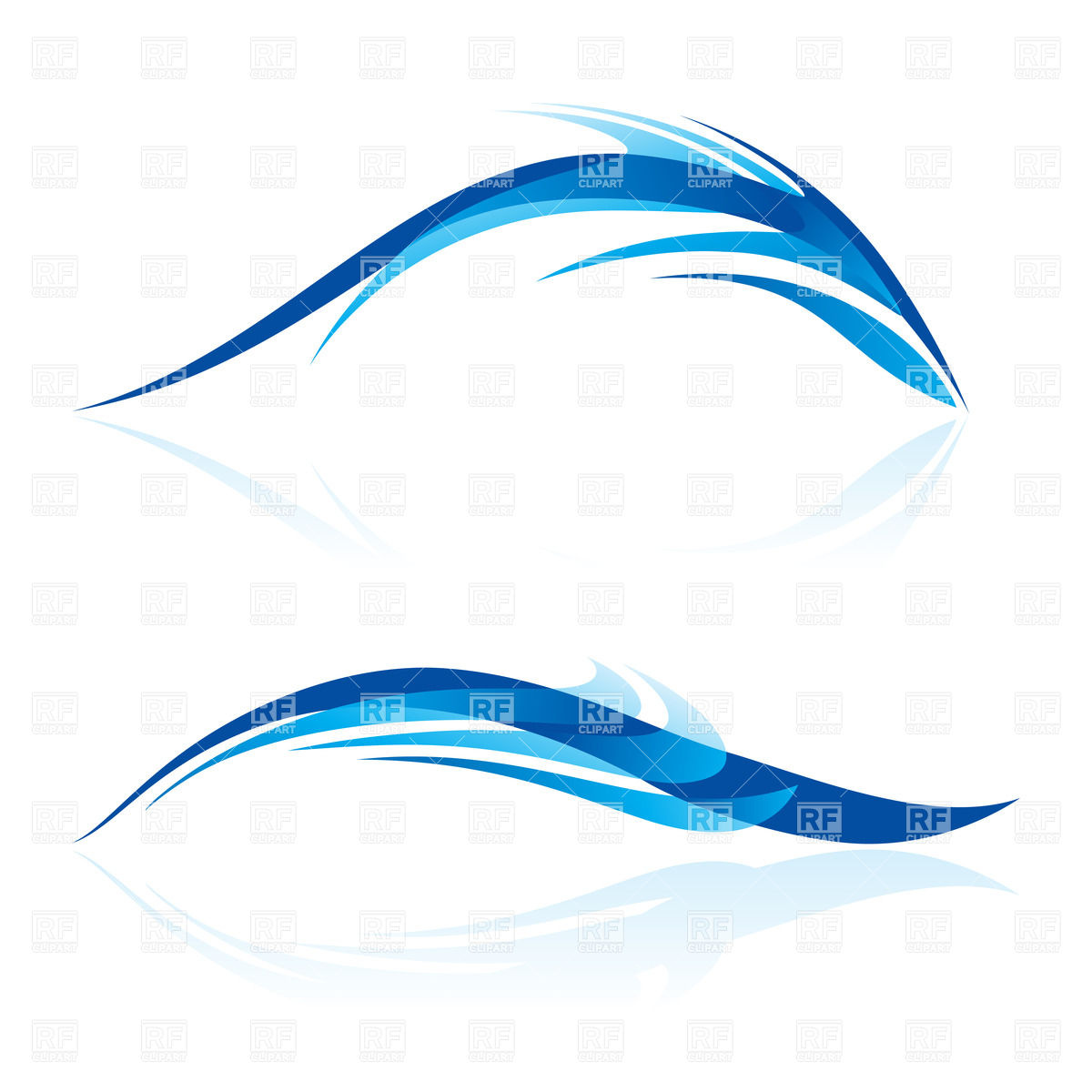 Blue Fish Like Design Elements   Curved Lines 20882 Download Royalty