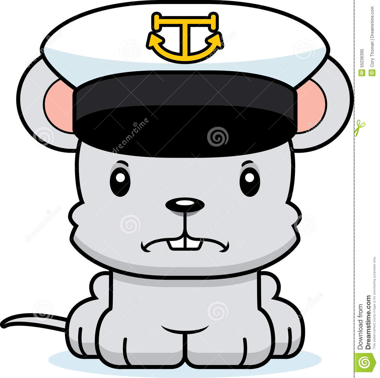 Cartoon Boat Captain Mouse Looking Angry 