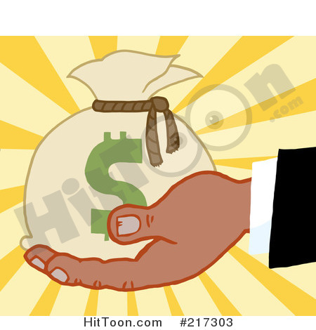 Cash In Hand Clipart Black Hand Holding A Money Bag