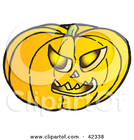 Clipart Illustration Of A Glowing Carved Halloween Pumpkin With Evil