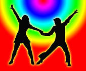 Color Circles Dancing Couple 70s   Clipart Graphic