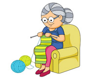 Elderly Lady Crocheting Scarf Clipart