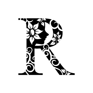 Flower Clipart   Black Alphabet R With White Background   Download