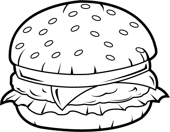 Hamburger Clip Art Black And White Burger  A Black And White