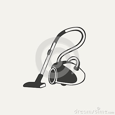 Illustration Of Vacuum Cleaner  Black And White Style
