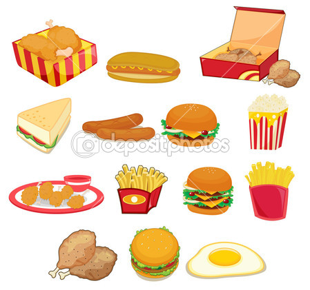 Junk Food On White   Stock Vector   Interactimages  10116181