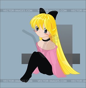 Pretty Blond Little Girl   Vector Clipart