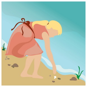 Seashore Clipart Image   Pretty Little Girl On The Beach Collecting