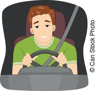 Sleepy Driver   Illustration Of A Sleepy Male Driver Dozing