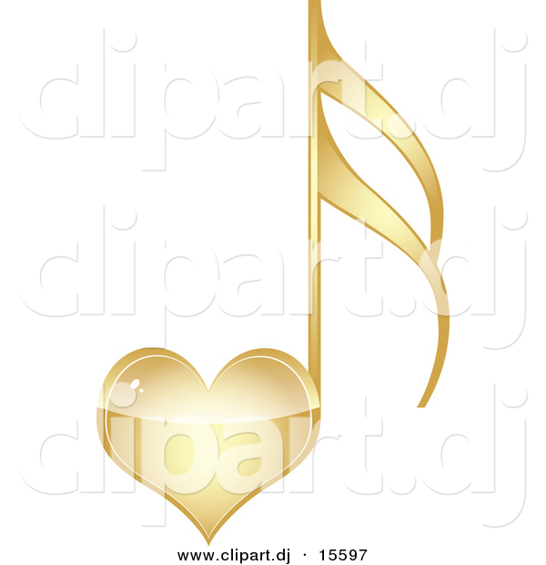 Vector Clipart Of A Gold Love Heart Music Note By Andrei Marincas    
