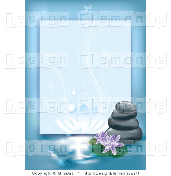 Vector Design Element Clipart Of A Blue Spa Border With Stones And