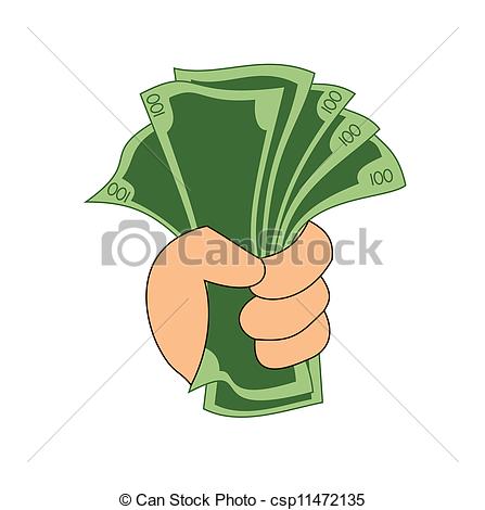 Vectors Of Money In Hand   Hand Holding A Stack Of Money Csp11472135