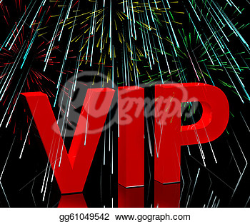 Vip Word With Fireworks Shows Celebrity Or Millionaire Party   Clipart    