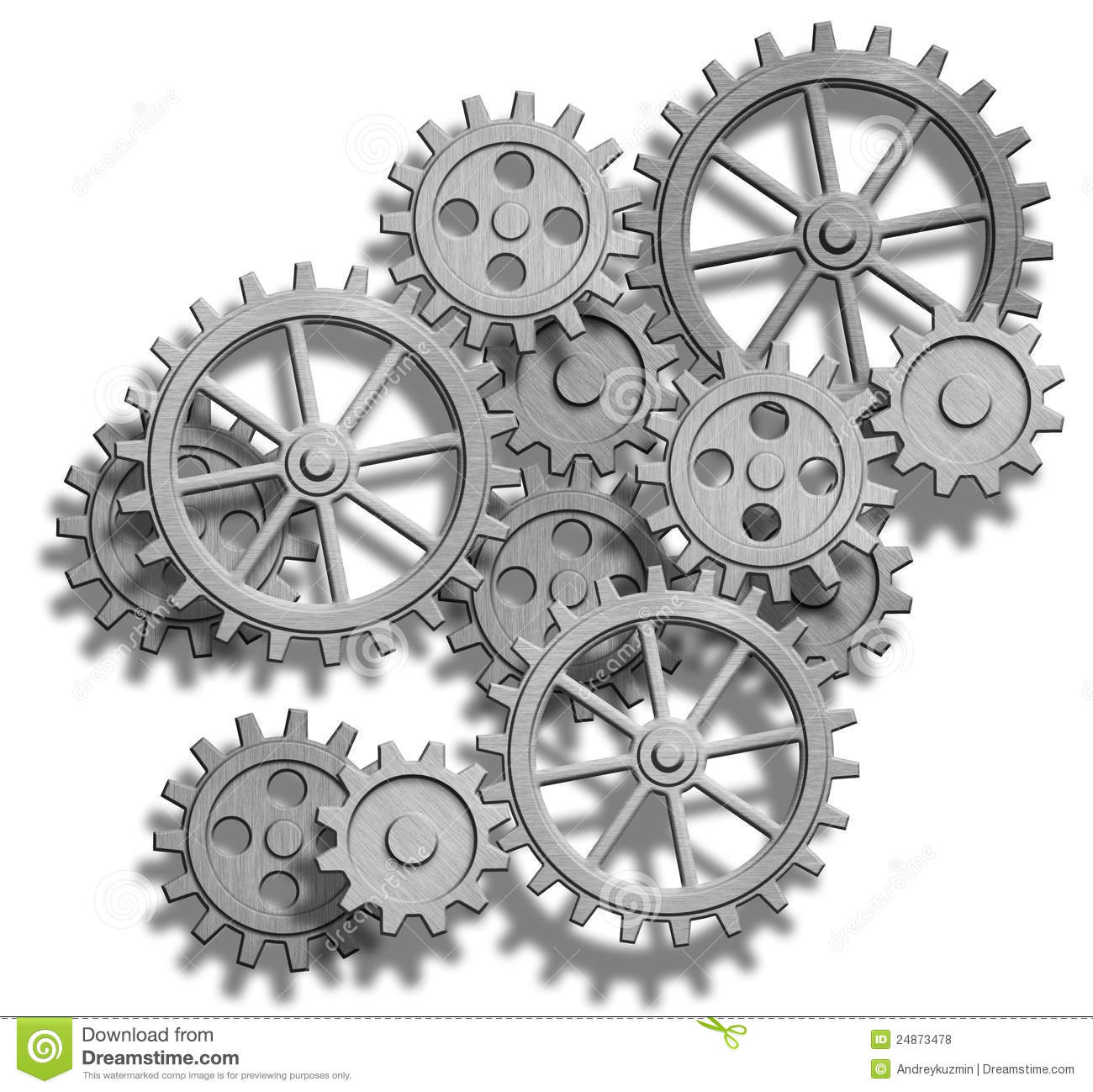 Abstract Mechanical Gears On White  Engineering Co Royalty Free Stock    