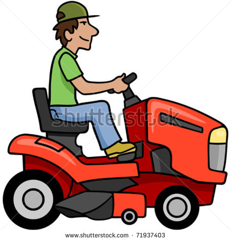 Cartoon Man On A Riding Mower  Stock Vector Illustration 71937403