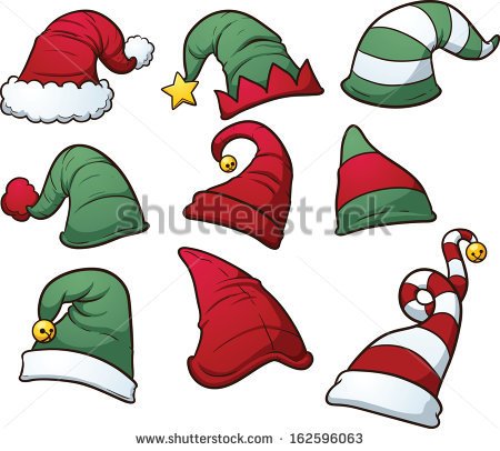 Christmas Hats Clip Art  Vector Cartoon Illustration With Simple
