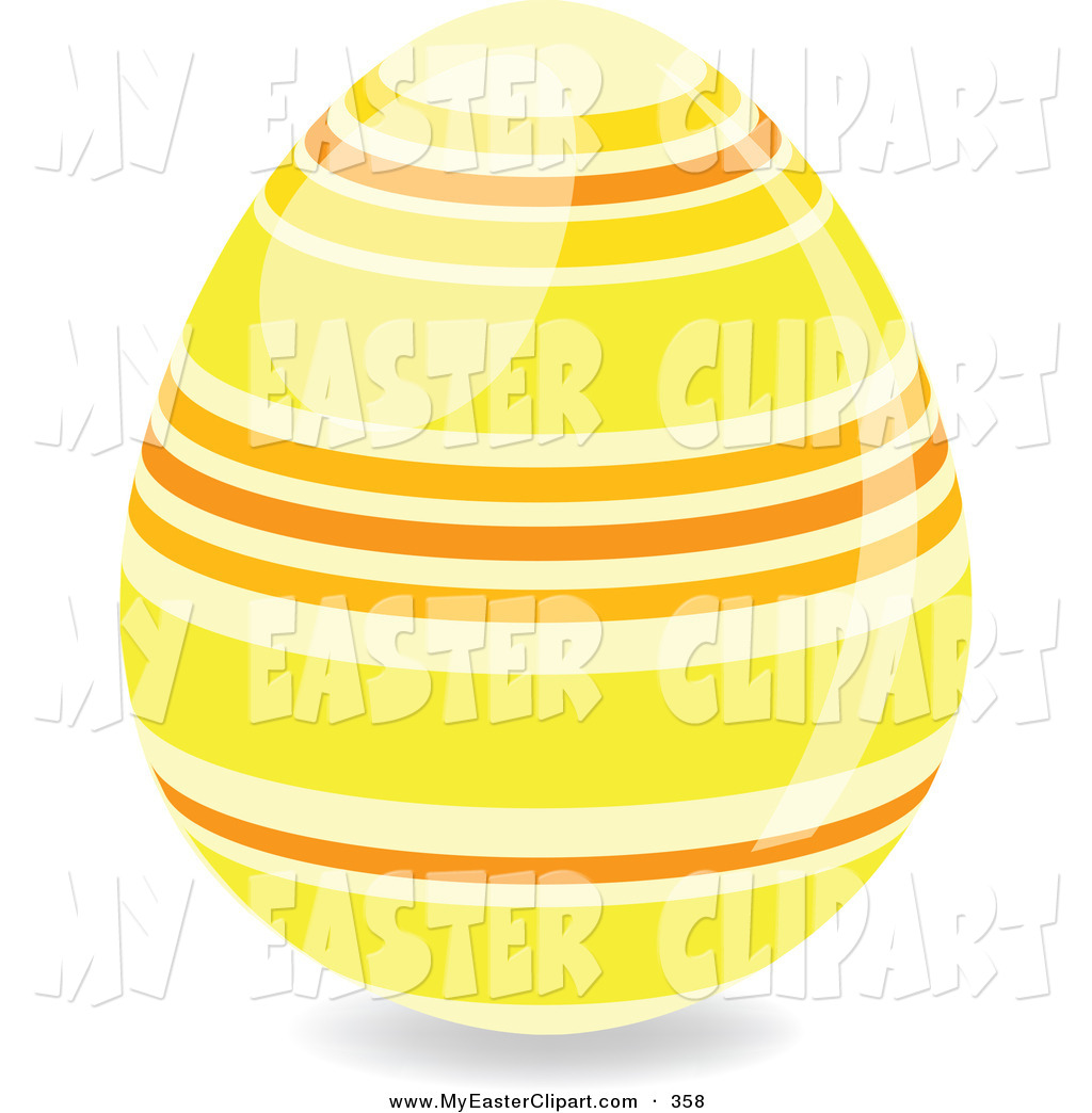 Clip Art Of A Decorated Easter Egg With Yellow And Orange Horizontal    