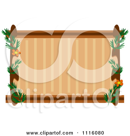 Clipart Border Of Wood Leaves And Flowers Around Brown Copyspace