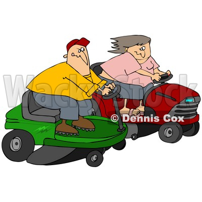 Clipart Illustration Of A White Couple A Man And Woman Racing
