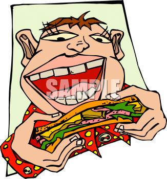 Food Clipart Picture Of A Crazy Looking Guy Eating A Sandwich