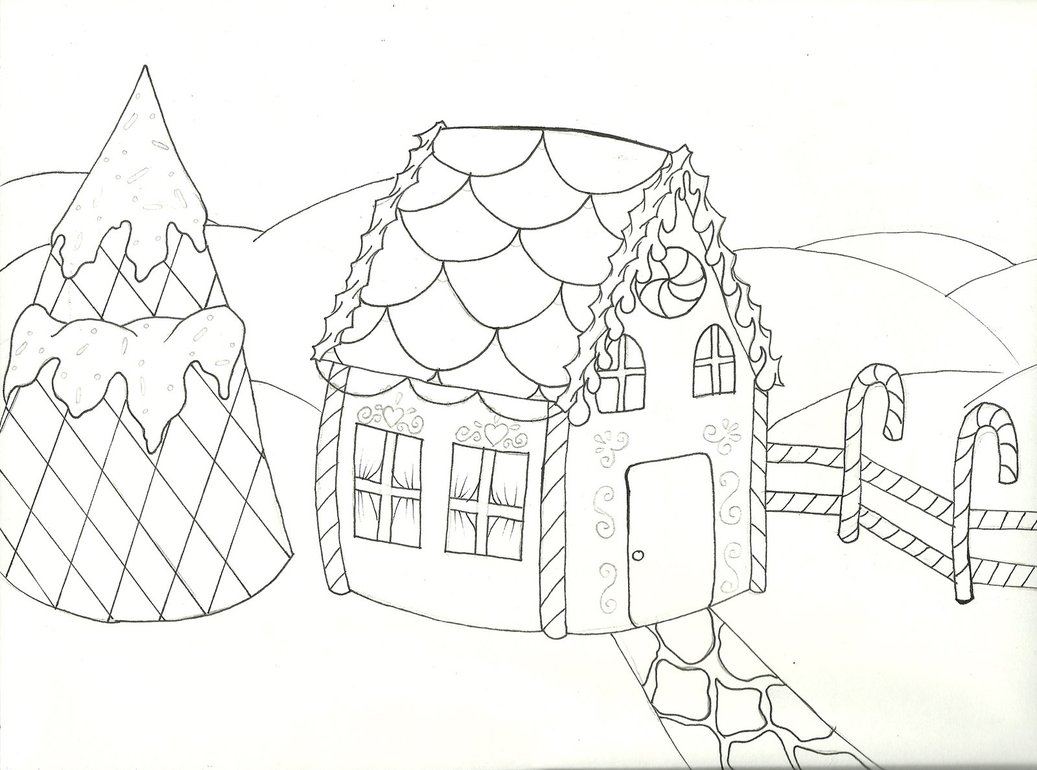 Gingerbread House Coloring Page Gingerbread House Lineart
