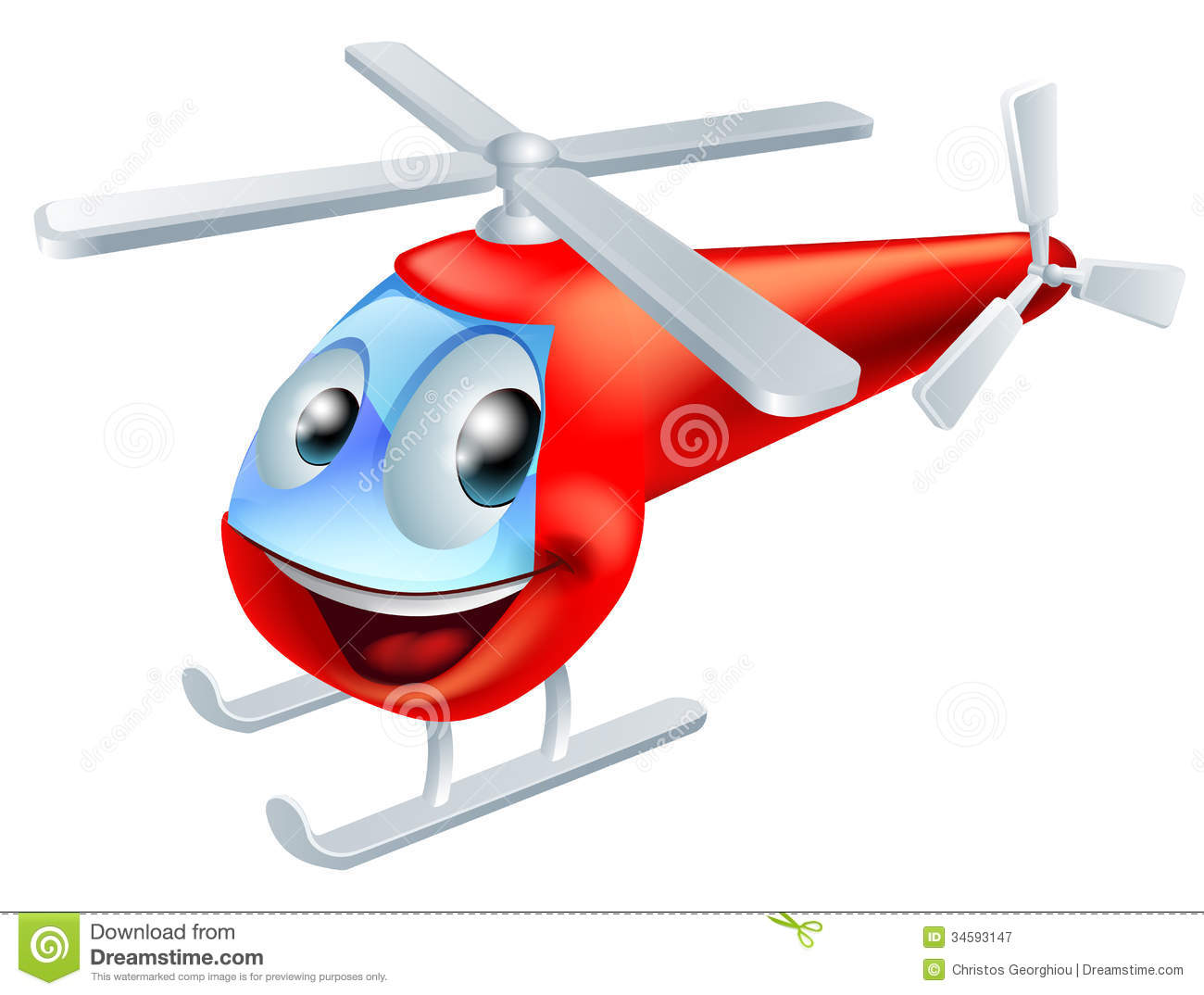 Illustration Of A Cute Red Helicopter Children S Cartoon Character