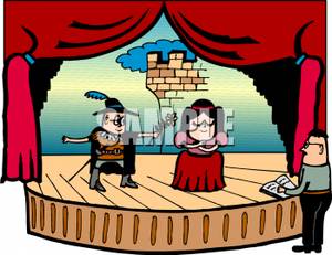 Instructing Students In A Stage Play   Royalty Free Clipart Picture