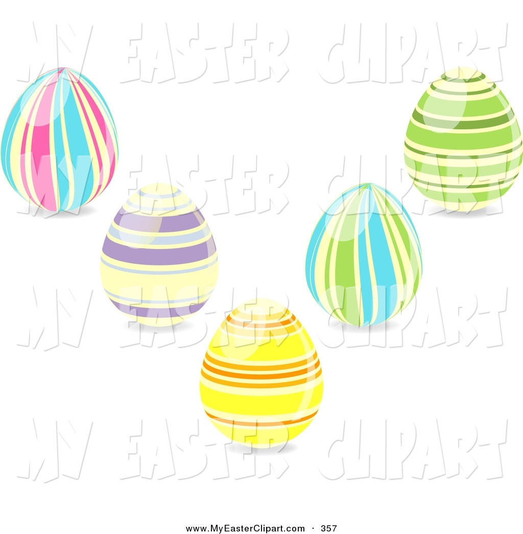 Larger Preview  Clip Art Of A Group Of 5 Striped Easter Eggs In Pink