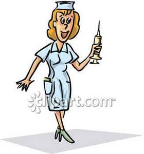 Nurse Carrying A Syringe   Royalty Free Clipart Picture
